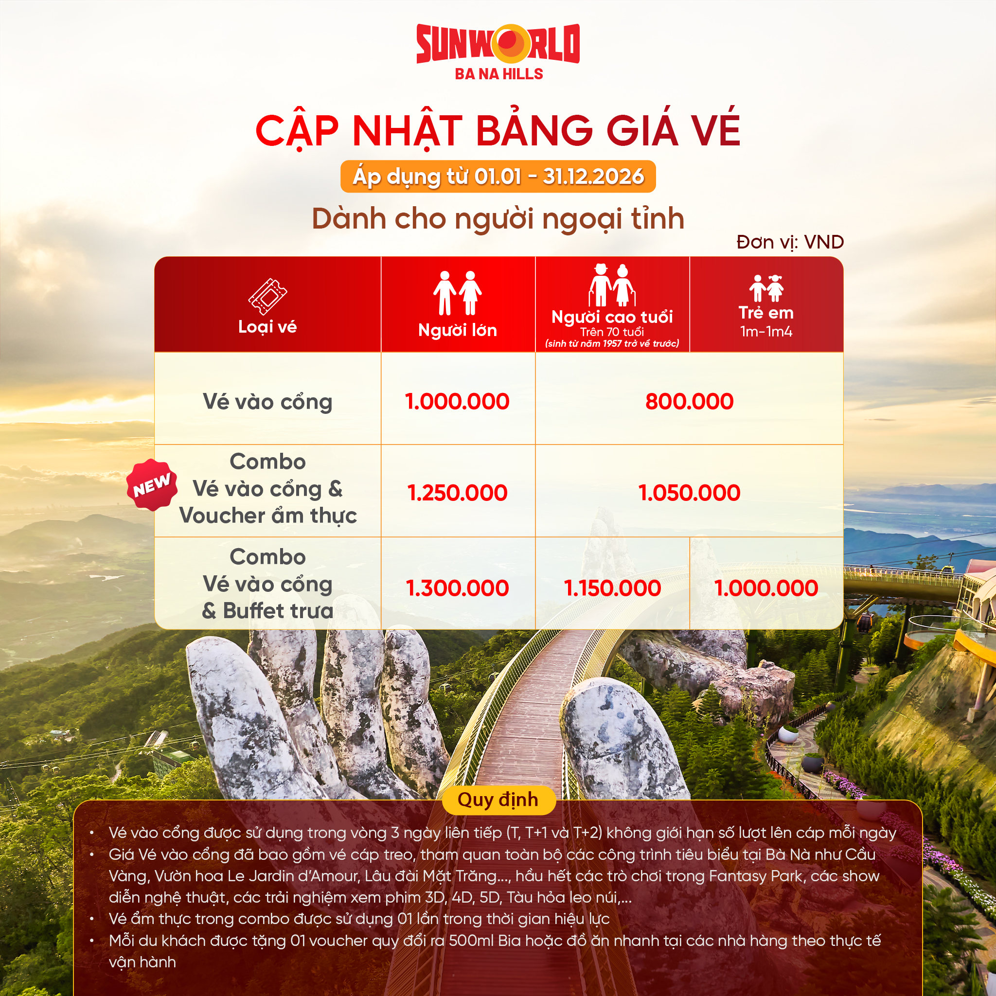 Bang gia ve Ba Na Hills khach ngoai tinh