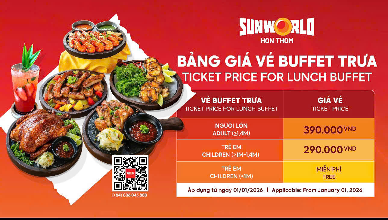 Bảng giá Buffet trưa nhà hàng Mango Hòn Thơm